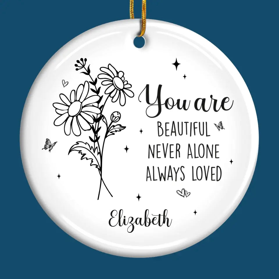 Célébrez la beauté de chaque fleur unique - Ornement personnalisé Bestie - Forme ronde en céramique - Cadeau de Noël pour meilleures amies, meilleures amies, sœurs