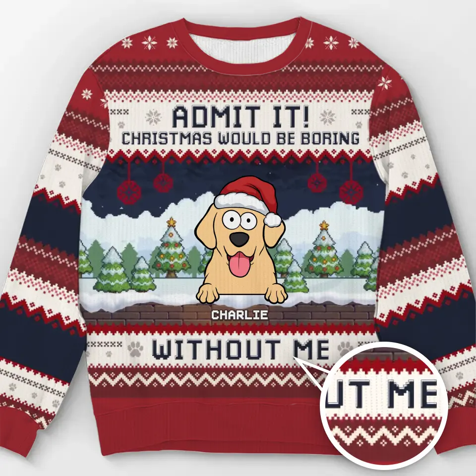 Ronronnements et queue qui remue à Noël - Sweat-shirt personnalisé pour chien et chat - Pull unisexe en laine - Cadeau de Noël pour propriétaires et amoureux des animaux