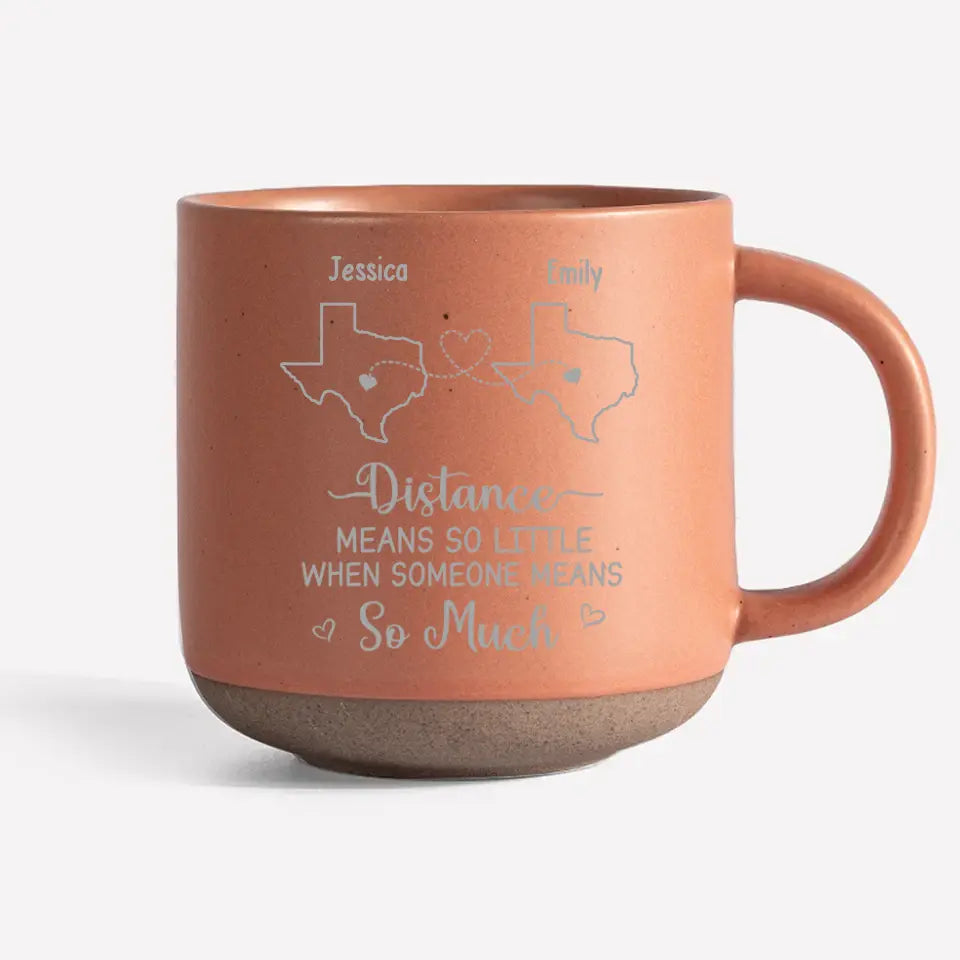 La véritable amitié ne connaît pas de distance - Mug en céramique personnalisé Bestie - Cadeau pour meilleures amies, meilleures amies, sœurs