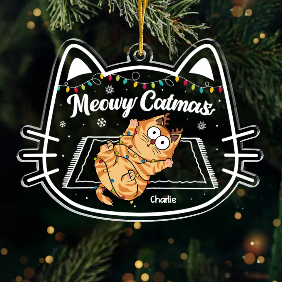 Paws And Reflect On The Joy Of The Holiday Season - Cat Personalized Custom Ornament - Acrylic Custom Shaped - Christmas Gift For Pet Owners, Pet Lovers