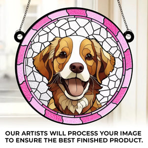 Photo personnalisée « Un chien est un lien entre inconnus » - Attrape-soleil personnalisé à suspendre à une fenêtre - Cadeau de condoléances pour les propriétaires et les amoureux des animaux