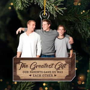 Photo personnalisée : il n'y a pas de plus beau cadeau que des frères et sœurs - Ornement personnalisé pour la famille - Forme personnalisée en acrylique - Cadeau de Noël pour les membres de la famille, les frères et sœurs