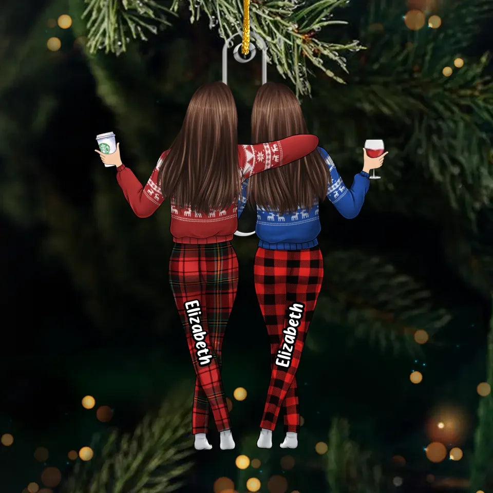 Happiness Is Mother And Daughter Time - Family Personalized Custom Ornament - Acrylic Custom Shaped - Christmas Gift For Mom, Daughter