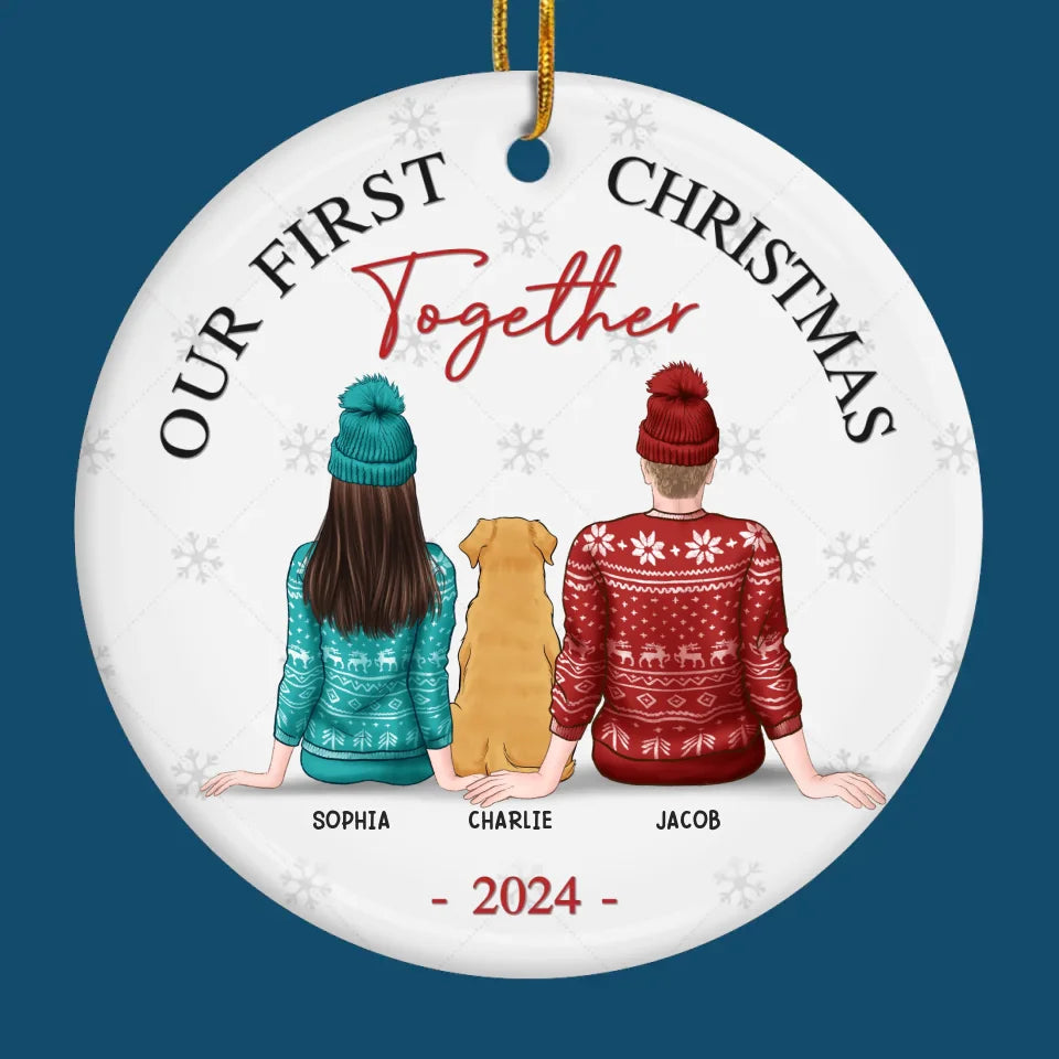 Les plus beaux cadeaux de l'année - Ornement personnalisé pour couple - Forme ronde en céramique - Cadeau de Noël pour mari et femme, anniversaire, propriétaires d'animaux, amoureux des animaux