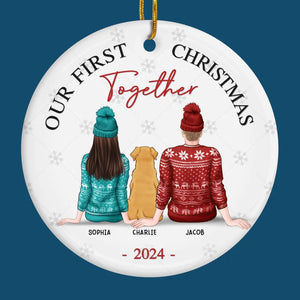 Les plus beaux cadeaux de l'année - Ornement personnalisé pour couple - Forme ronde en céramique - Cadeau de Noël pour mari et femme, anniversaire, propriétaires d'animaux, amoureux des animaux