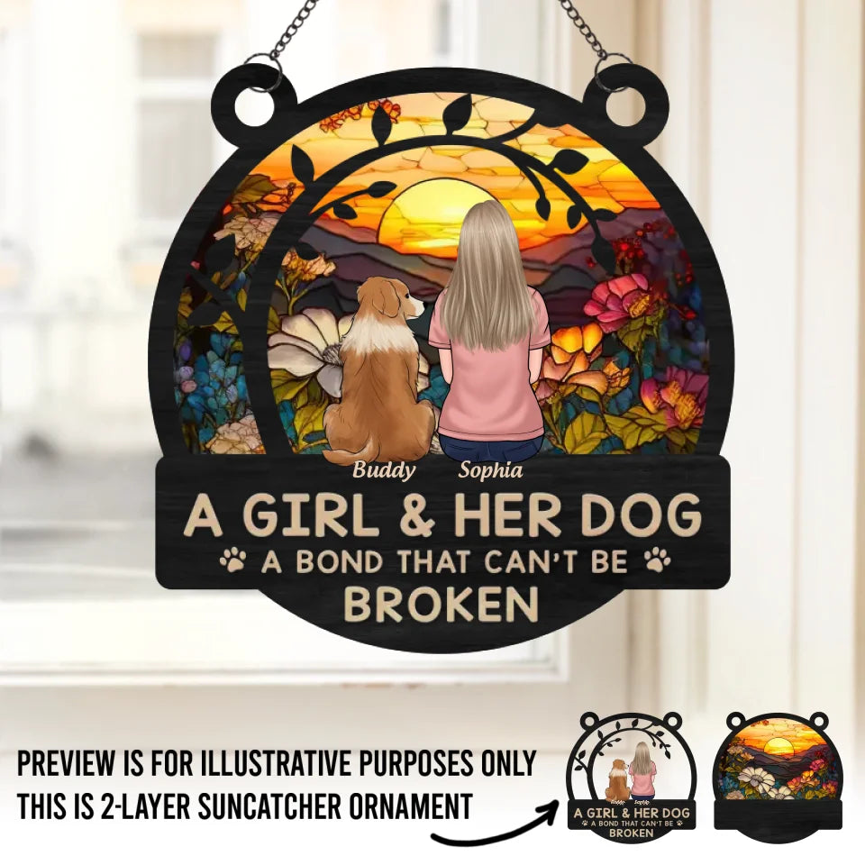 Un lien indéfectible - Attrape-soleil personnalisé pour fenêtre, chien et chat - Cadeau pour propriétaires et amoureux des animaux