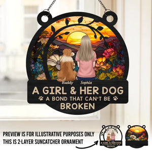 Un lien indéfectible - Attrape-soleil personnalisé pour fenêtre, chien et chat - Cadeau pour propriétaires et amoureux des animaux