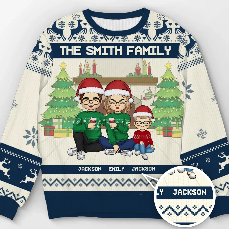 De la maison à la maison - Sweat-shirt personnalisé pour toute la famille - Pull unisexe en laine - Cadeau de Noël pour les membres de la famille