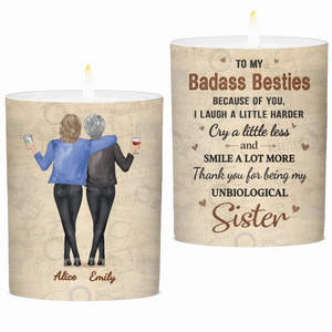 Friends Become Family - Bestie Personalized Custom Smokeless Scented Candle - Christmas Gift For Best Friends, BFF, Sisters