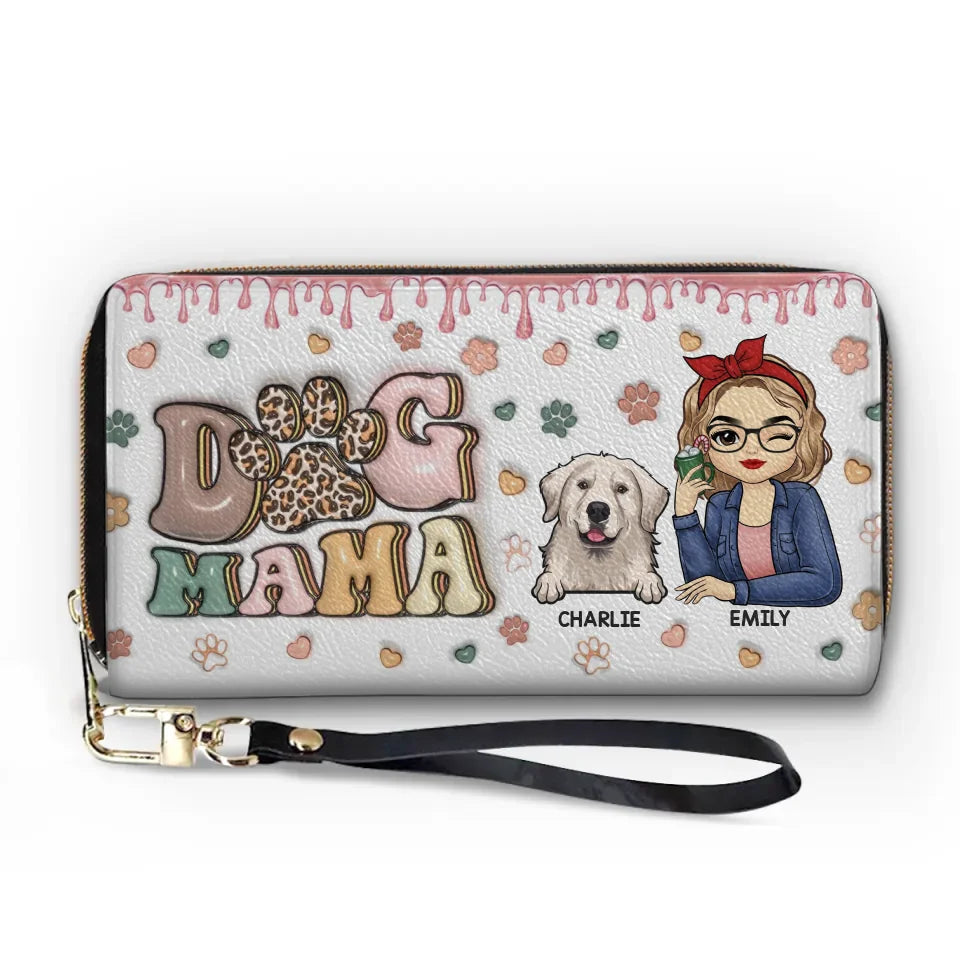 L'amour inconditionnel est à quatre pattes - Portefeuille long en cuir imprimé effet gonflé 3D personnalisé pour chien et chat - Cadeau pour propriétaires et amoureux des animaux