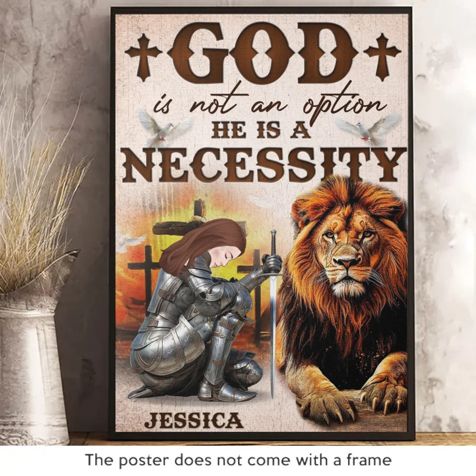 Dieu est une nécessité - Affiche verticale personnalisée pour la famille - Cadeau pour vous-même, vos meilleurs amis, vos frères et sœurs, les membres de votre famille