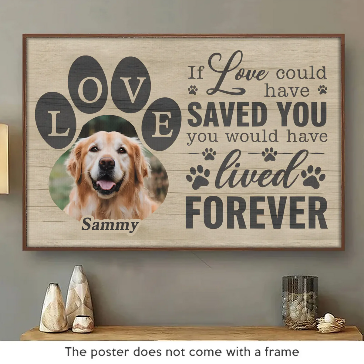 Photo personnalisée Un morceau de mon cœur est avec toi pour toujours - Affiche horizontale personnalisée commémorative - Cadeau de condoléances pour les propriétaires d'animaux de compagnie et les amoureux des animaux