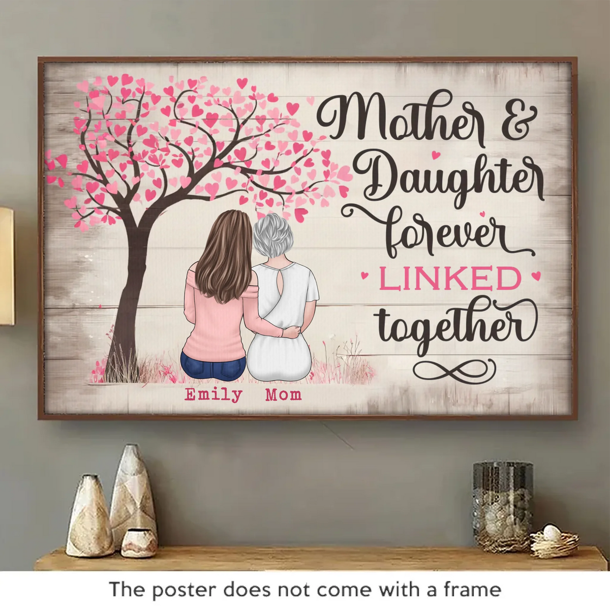 Un lien d'amour et de soins intemporel - Affiche horizontale personnalisée pour la famille - Cadeau pour maman