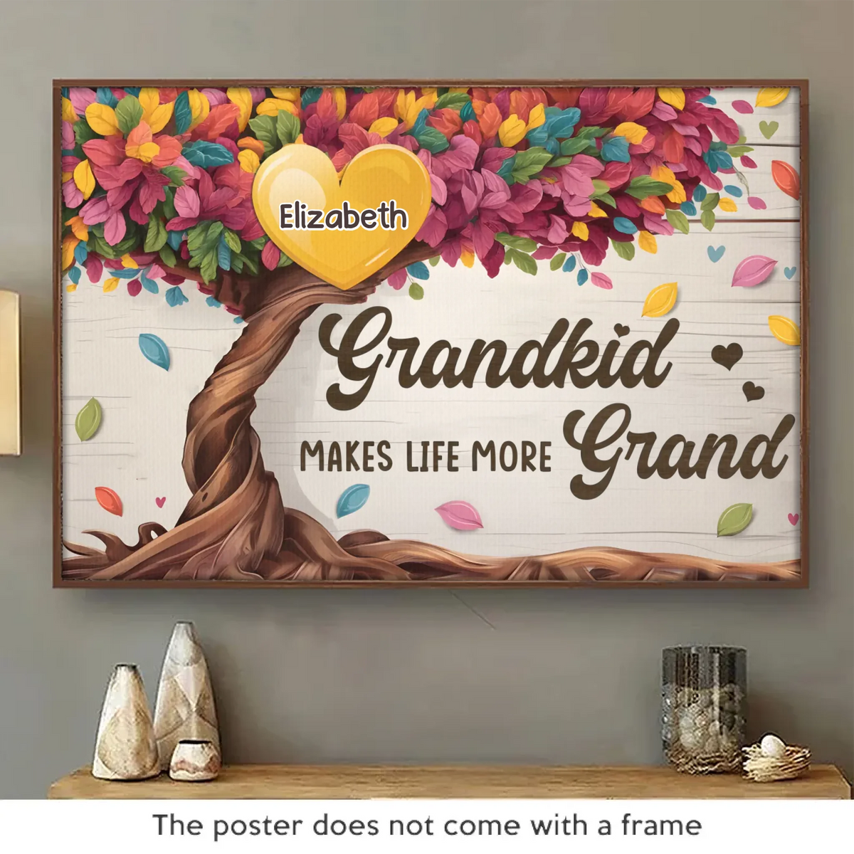 Les petits-enfants occupent une place importante dans votre cœur - Affiche horizontale personnalisée pour la famille - Cadeau pour grand-mère, grand-père et petit-enfant