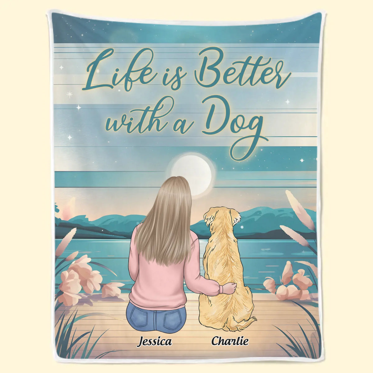 La route vers mon cœur est pavée d'empreintes de pattes - Couverture personnalisée pour chien - Cadeau pour propriétaires d'animaux et amoureux des animaux