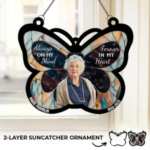 Photo personnalisée « Amour éternel » – Ornement attrape-soleil personnalisé à suspendre à une fenêtre – Cadeau de condoléances pour les membres de la famille