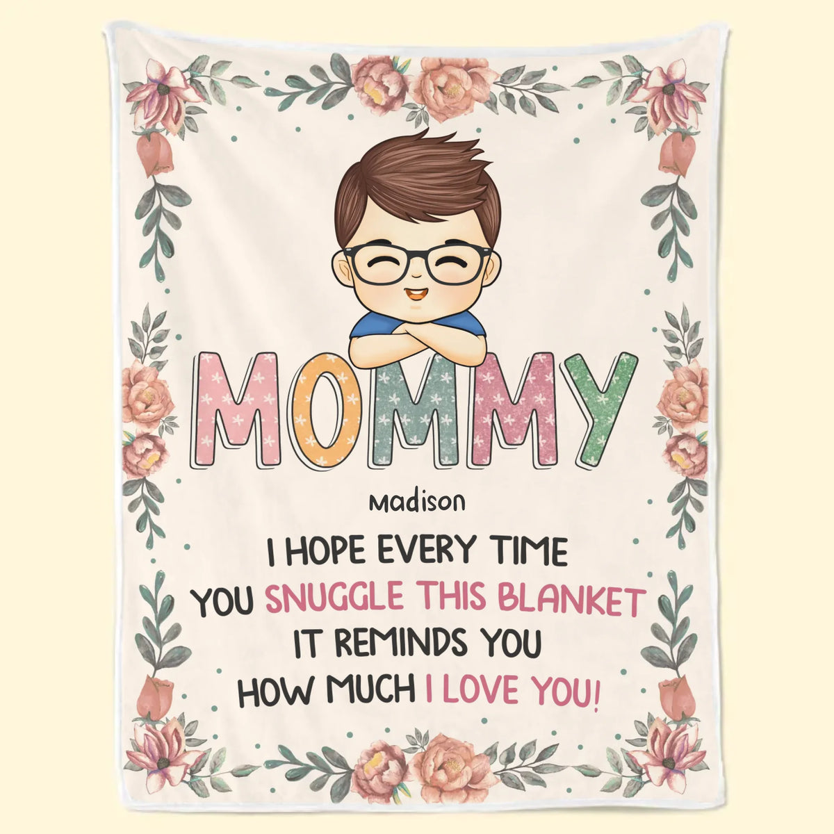 Rien n'est plus beau que l'amour d'une mère - Couverture personnalisée pour la famille - Cadeau pour maman, grand-mère
