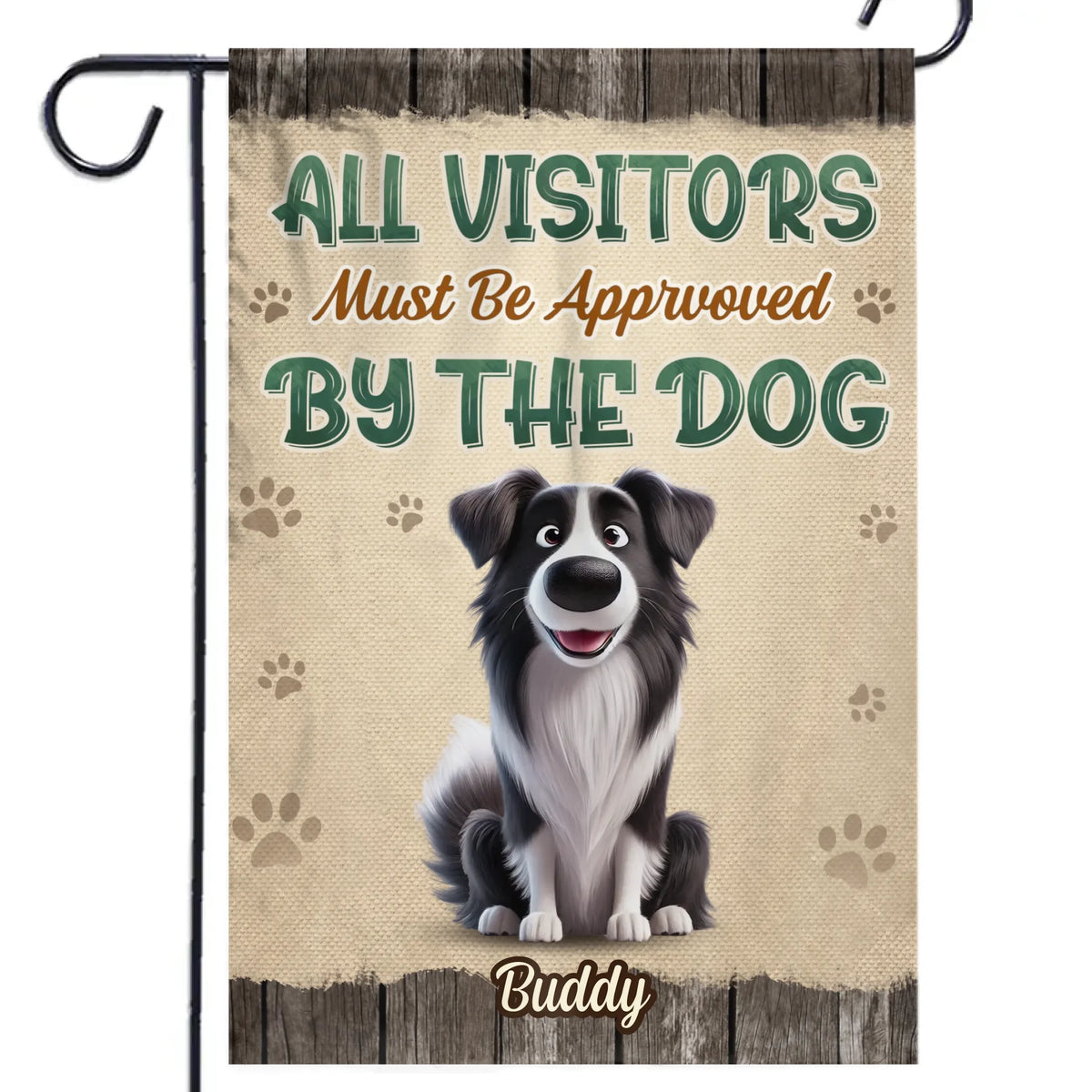 Drapeau personnalisé pour chien avec patte d'approbation - Cadeau pour propriétaires et amoureux des animaux