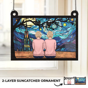 Home For Christmas Means Family By Your Side - Family Personalized Window Hanging Suncatcher - Christmas Gift For Family Members