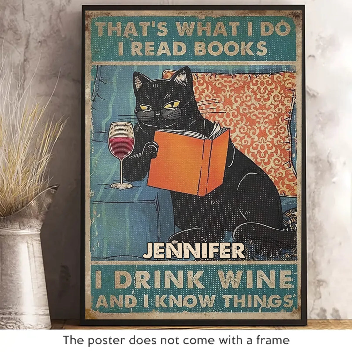Je bois du vin et je sais des choses - Affiche verticale personnalisée pour la famille - Cadeau pour vous-même, vos meilleurs amis, vos frères et sœurs, les membres de votre famille