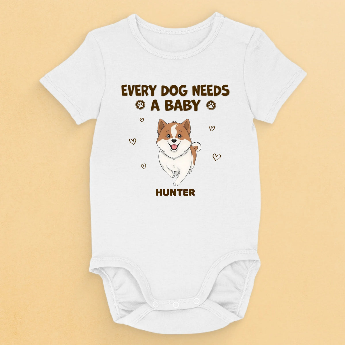 Parce que la maison est toujours plus belle avec un ami à quatre pattes - Body bébé personnalisé avec chien - Cadeau de naissance, cadeau pour les propriétaires d'animaux et les amoureux des animaux