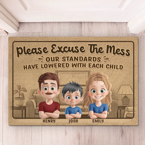 Plus il y a d'enfants, moins les normes sont élevées - Tapis décoratif personnalisé pour la maison - Cadeau de pendaison de crémaillère pour les membres de la famille