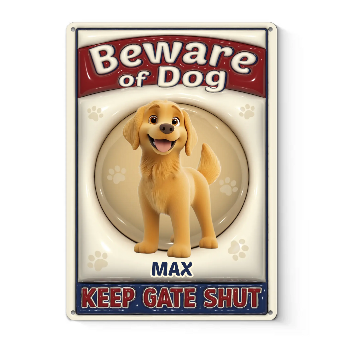Les chiens sont mes personnes préférées - Plaque en métal personnalisée avec effet gonflable 3D - Cadeau de pendaison de crémaillère pour les propriétaires et les amoureux des animaux