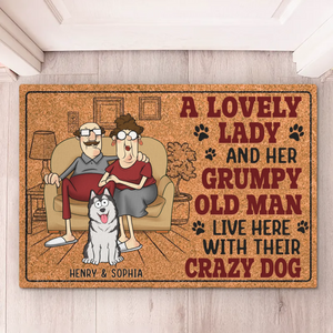 Duvet, amour et un peu de grincheux - Tapis décoratif personnalisé pour couple - Cadeau de pendaison de crémaillère pour mari et femme, anniversaire, propriétaires d'animaux, amoureux des animaux