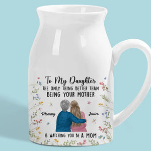 Un beau lien qui dure pour toujours - Vase à fleurs personnalisé pour la décoration intérieure de la famille - Cadeau de fête des mères, de pendaison de crémaillère pour maman et fille