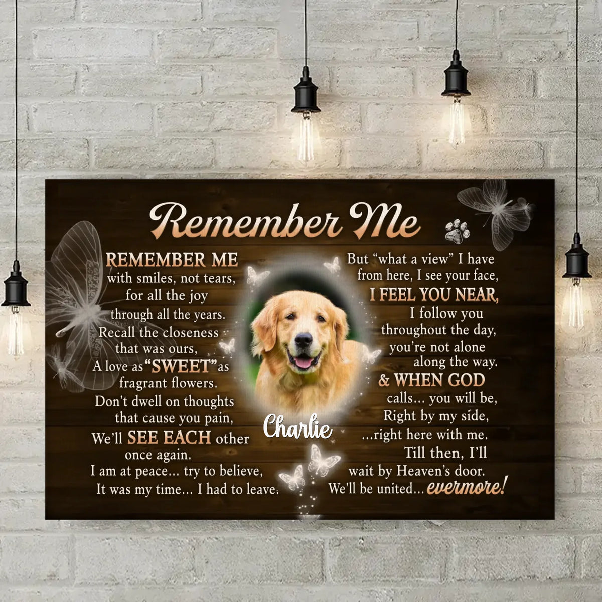 Custom Photo Remember Me With Smiles - Memorial Personalized Custom Horizontal Canvas - Sympathy Gift For Pet Owners, Pet Lovers