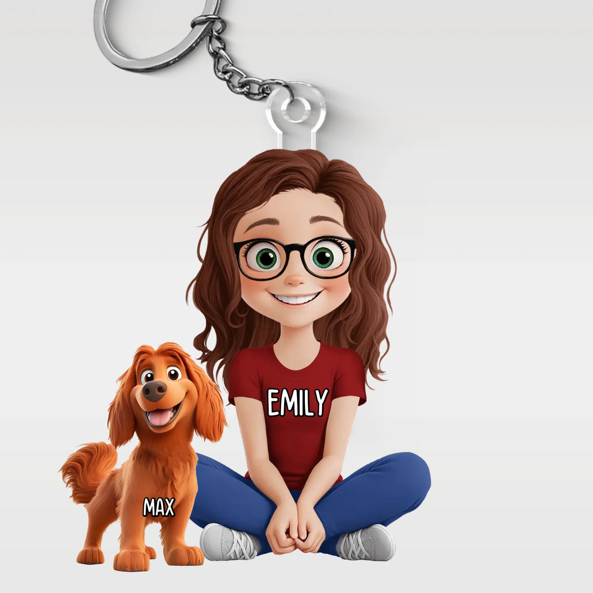 Amour indéfectible, moi et mes chiens - Porte-clés personnalisé en acrylique pour chien - Cadeau pour propriétaires et amoureux des animaux