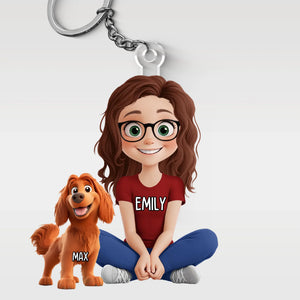 Amour indéfectible, moi et mes chiens - Porte-clés personnalisé en acrylique pour chien - Cadeau pour propriétaires et amoureux des animaux