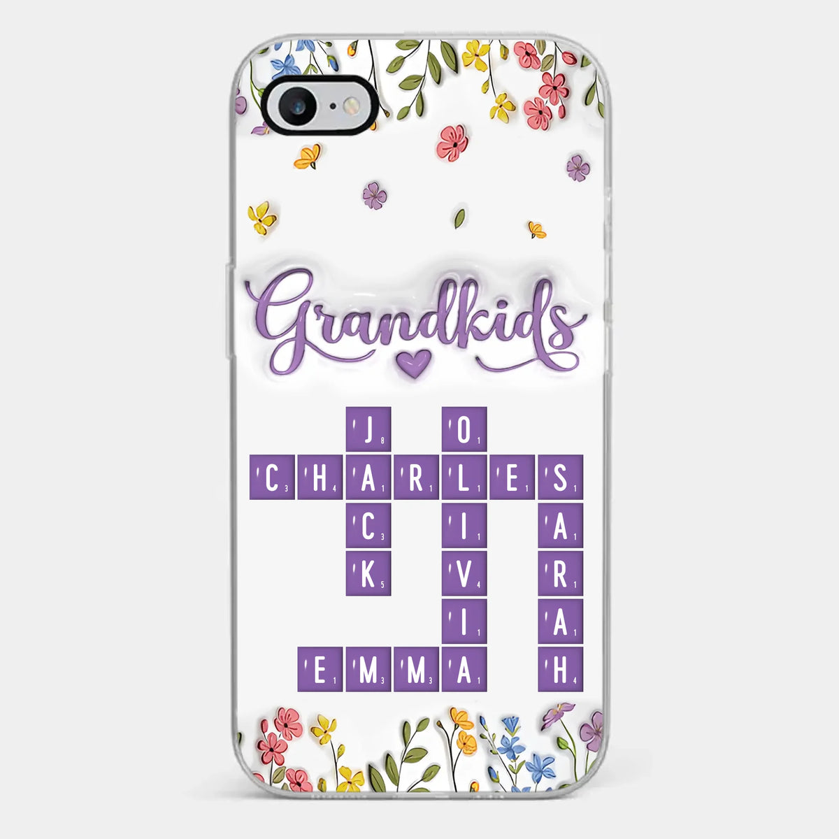 Petits noms, amour éternel - Coque de téléphone transparente personnalisée avec effet gonflé en 3D - Cadeau pour la fête des mères, maman, grand-mère