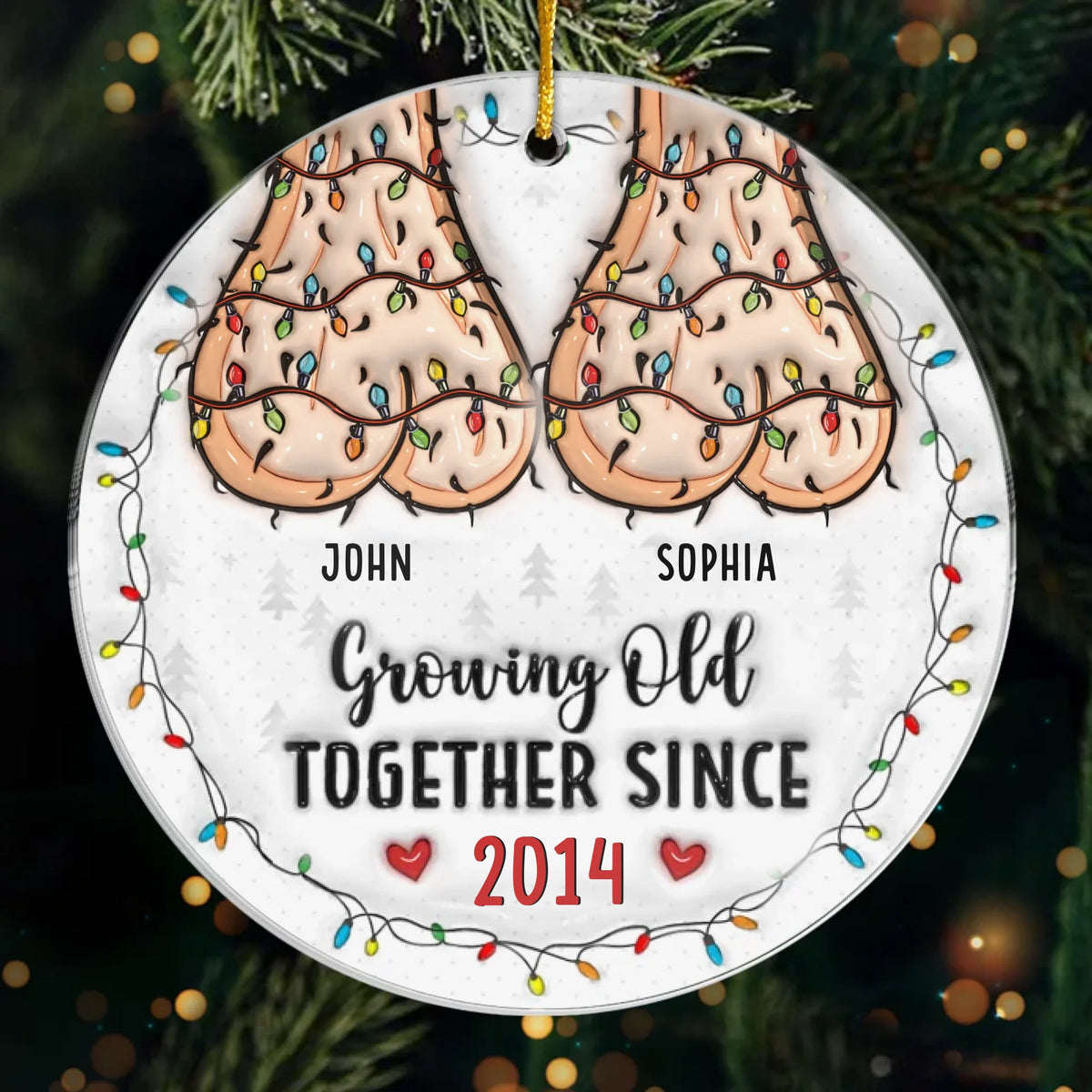 Annoying Each Other And Still Going Strong - Couple Personalized Custom 3D Inflated Effect Printed Ornament - Acrylic, Ceramic Round Shaped - Christmas Gift For Husband Wife, Anniversary