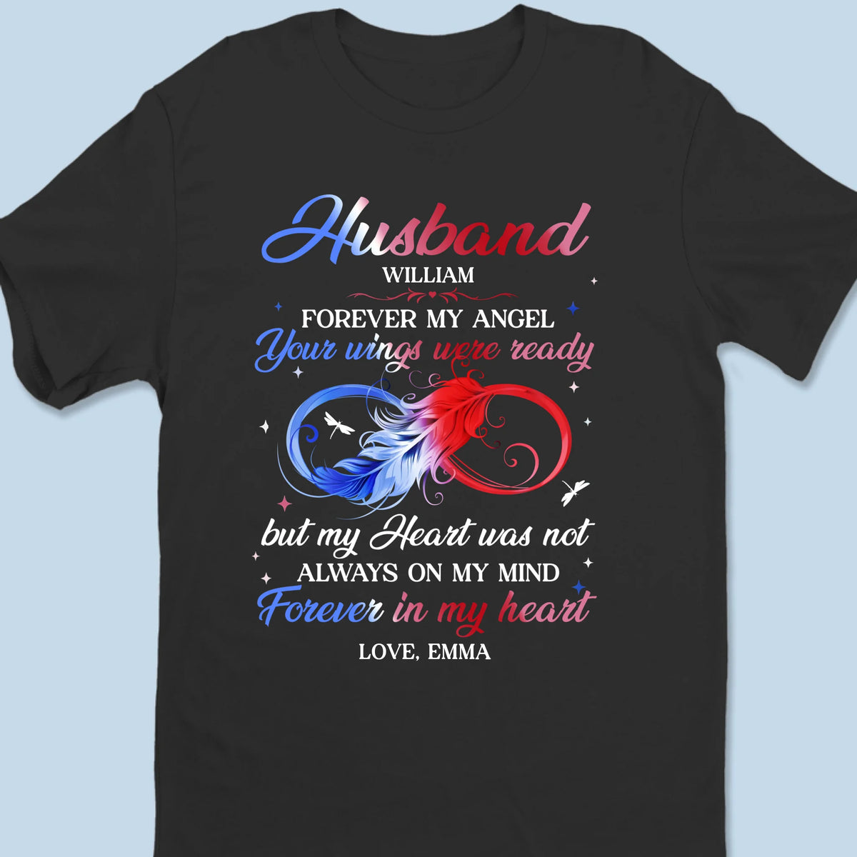 Forever My Angel - T-shirt unisexe personnalisé commémoratif, t-shirt premium, sweat à capuche - Cadeau de condoléances pour les membres de la famille