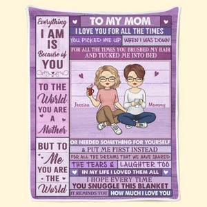 To Me, You're The World - Family Personalized Custom Blanket - Mother's Day, Gift For Mom, Grandma