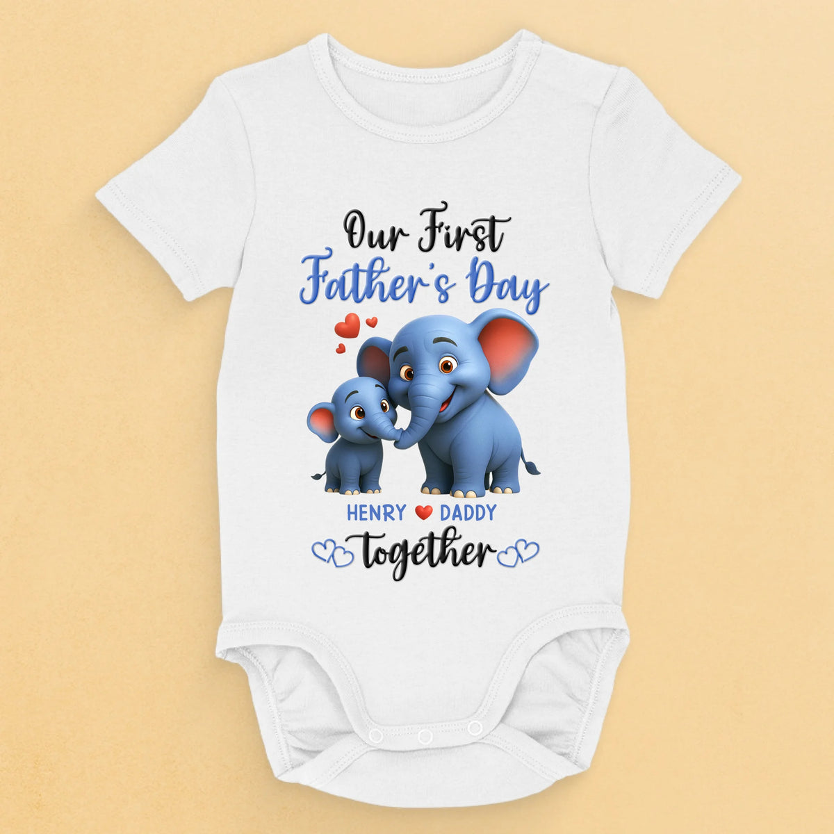 Votre petit éléphant pour toujours - Body bébé personnalisé en famille - Cadeau pour la fête des pères, baby shower, premier papa, bébé, nouveau-né