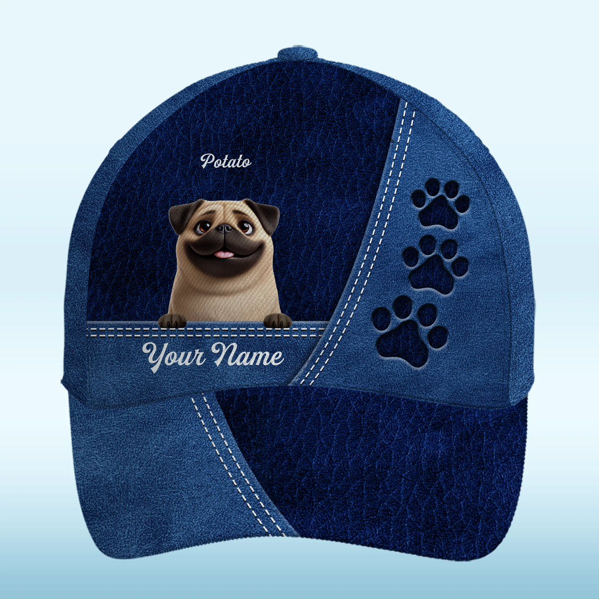 Pattes levées, tête haute ! Casquette personnalisée pour chien, imprimé intégral, classique ! Cadeau pour la fête des pères, pour les propriétaires d'animaux et les amoureux des animaux.