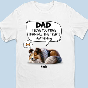 Je t'aime presque autant que j'aime les collations - T-shirt unisexe personnalisé pour chien, T-shirt premium, sweat à capuche - Fête des Pères, cadeau pour papa, propriétaires d'animaux, amoureux des animaux