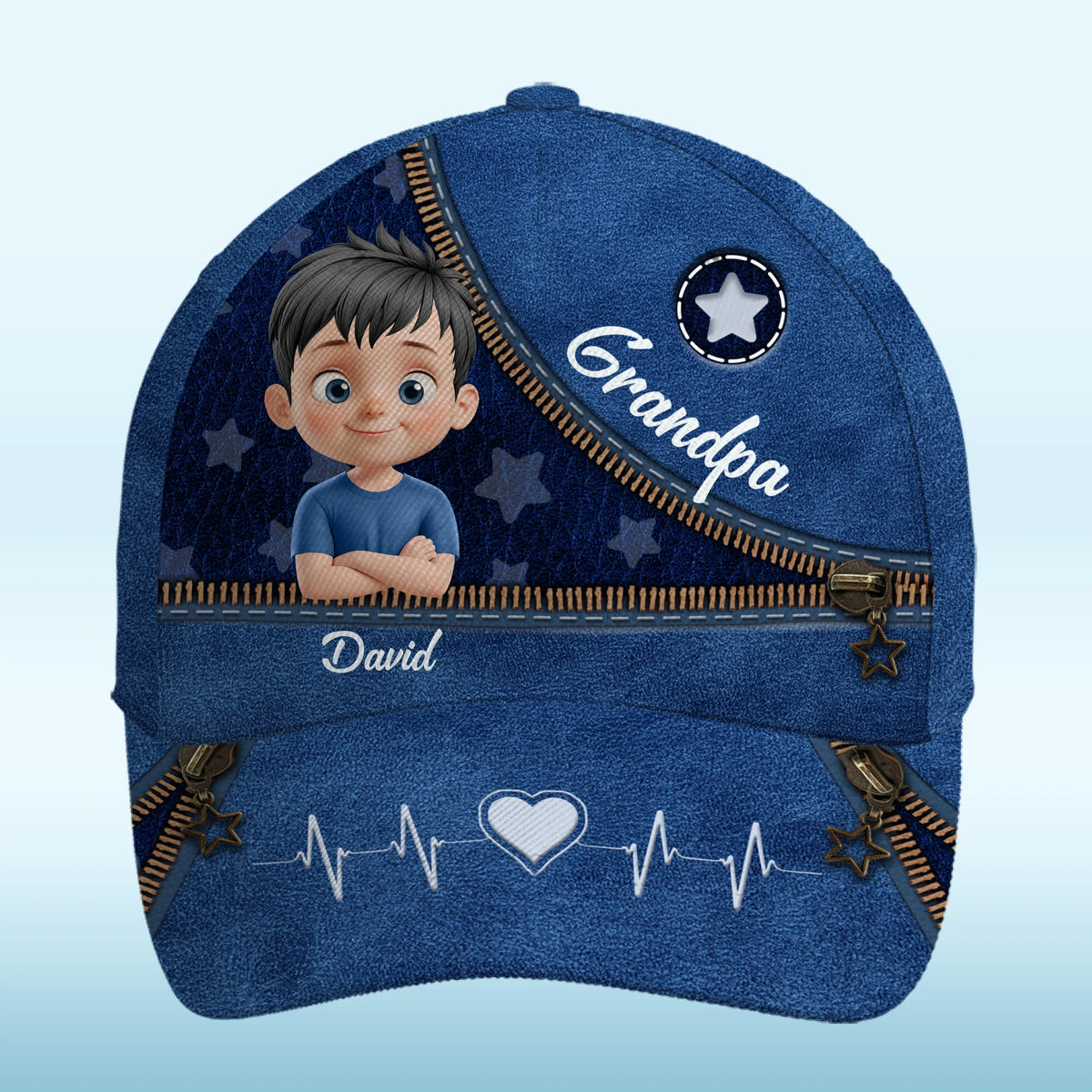 Grand-père et ses étoiles - Casquette personnalisée pour la famille, casquette classique à imprimé intégral - Cadeau pour la fête des pères, papa, grand-père