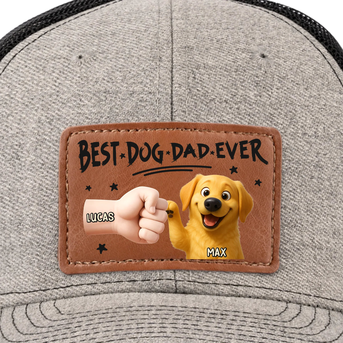Chapeau en cuir personnalisé pour chien - Cadeau pour la fête des pères, pour les propriétaires d'animaux et les amoureux des animaux