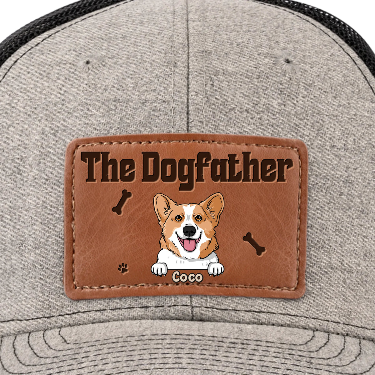 Promenades, friandises, câlins - Chapeau en cuir personnalisé pour chien - Fête des Pères, cadeau pour les propriétaires d'animaux et les amoureux des animaux