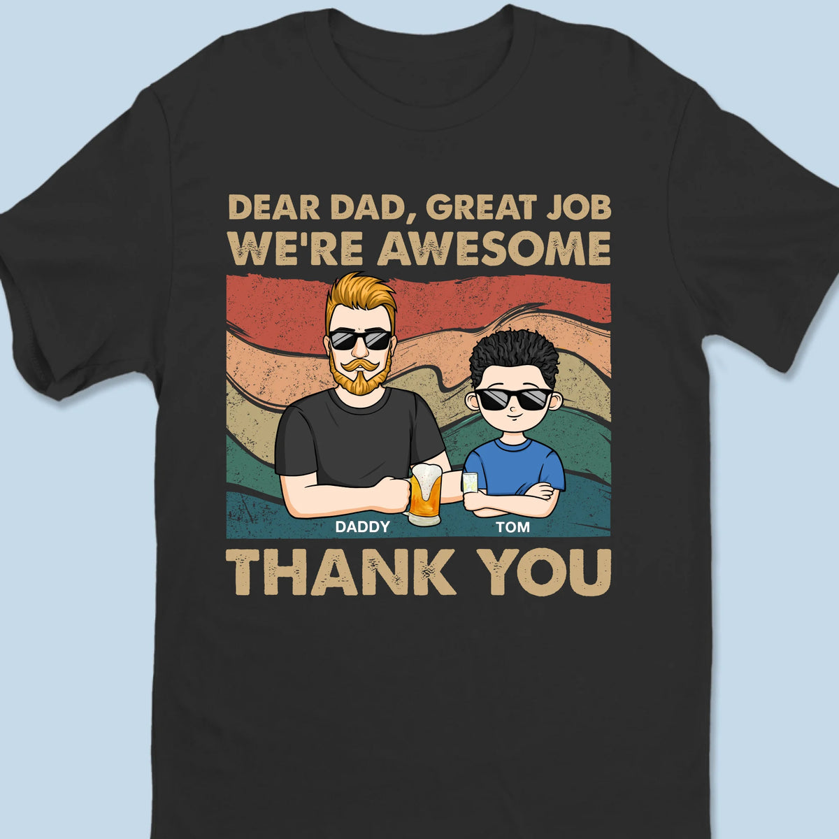 Cher papa, merci d'être génial - T-shirt unisexe personnalisé pour la famille, T-shirt premium, sweat à capuche - Fête des pères, cadeau pour papa, grand-père