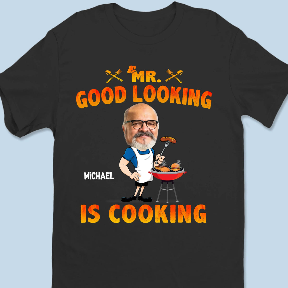 Custom Photo License To Grill, Chef In Command - Family Personalized Custom Unisex T-shirt, Premium T-shirt, Hoodie - Father's Day, Gift For Dad, Grandpa
