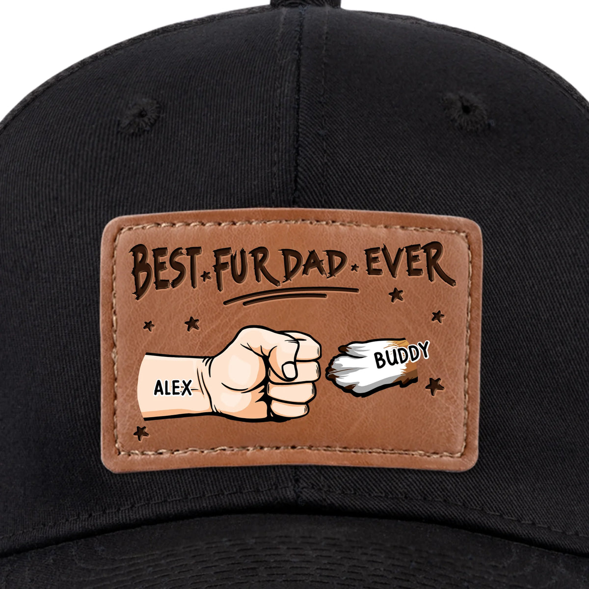 Fur Babies, Real Love - Dog & Cat Personalized Custom Leather Patch Hat - Father's Day, Gift For Pet Owners, Pet Lovers