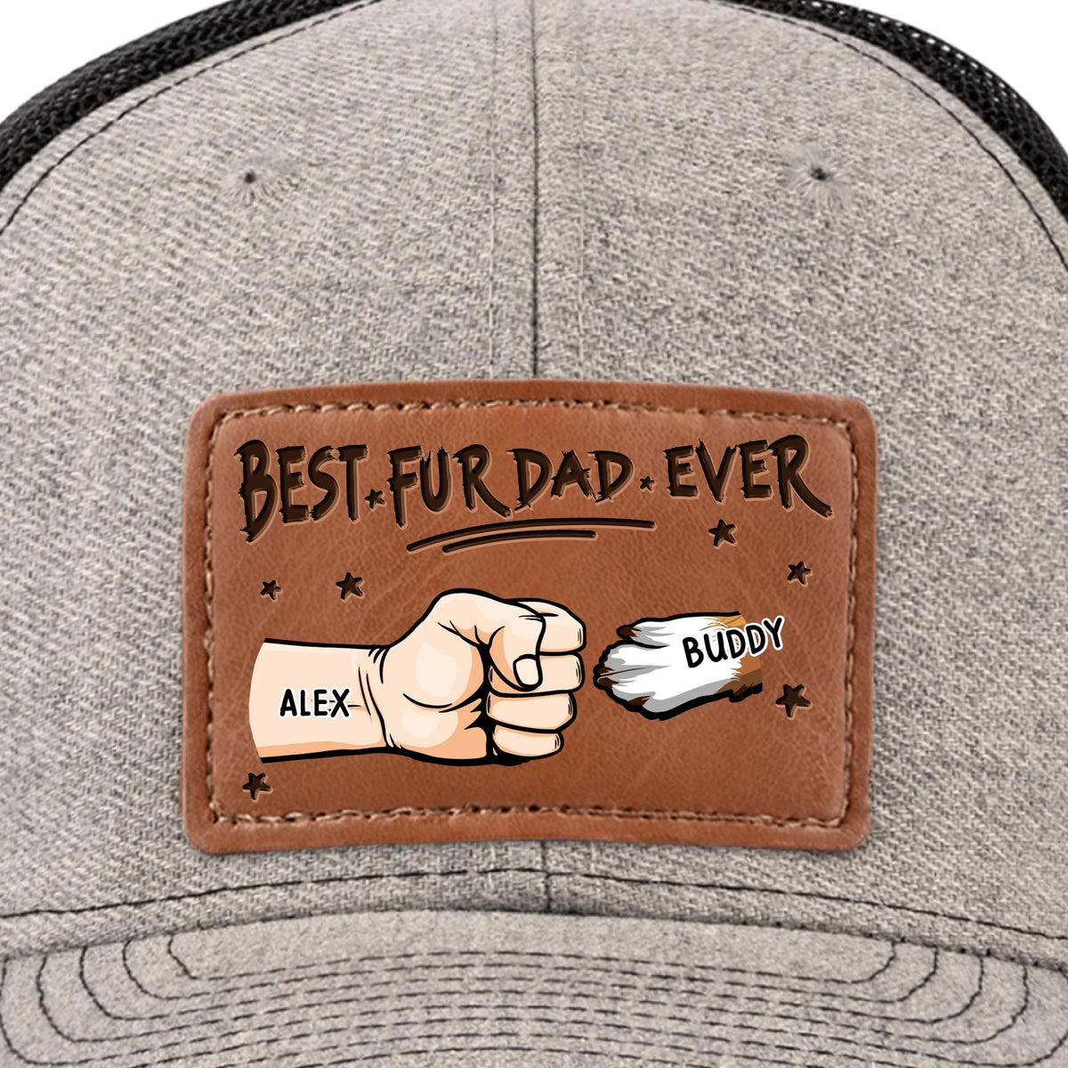 Fur Babies, Real Love - Dog & Cat Personalized Custom Leather Patch Hat - Father's Day, Gift For Pet Owners, Pet Lovers