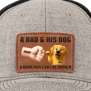 Pattes baissées, meilleur papa du monde ! Chapeau en cuir personnalisé pour chien ! Cadeau pour la fête des pères et les amoureux des animaux.