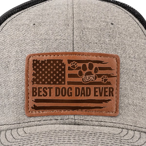 Raised By Paws, Loved By All - Dog Personalized Custom Leather Patch Hat - Father's Day, Gift For Pet Owners, Pet Lovers