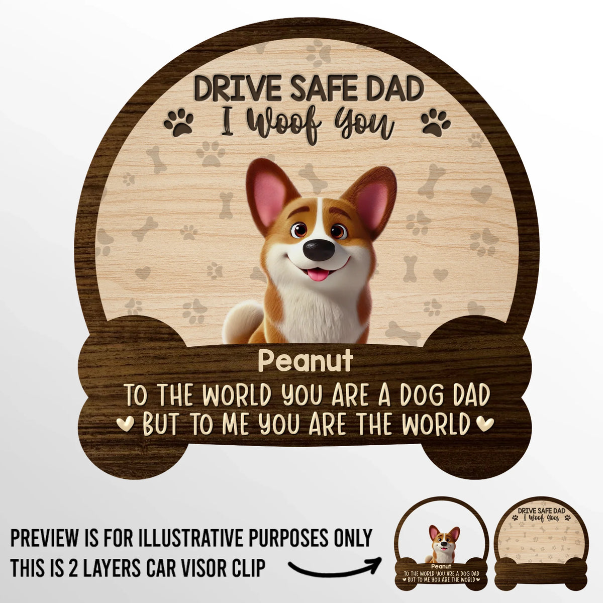 Meilleur papa de chien au monde, je t'aime ! - Clip de pare-soleil de voiture personnalisé pour chien - Fête des pères, cadeau pour papa, propriétaires d'animaux, amoureux des animaux