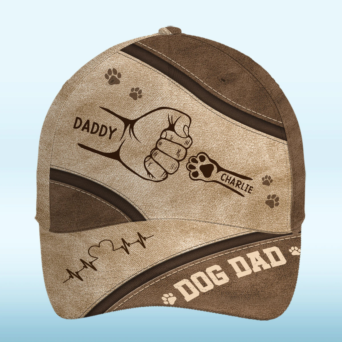 Poings et empreintes de pattes - Casquette personnalisée pour chien et chat, imprimé intégral - Cadeau pour la fête des pères, pour les propriétaires d'animaux et les amoureux des animaux